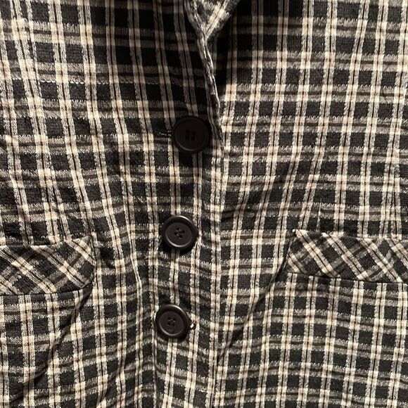 Vintage B&W Checkered Cotton/Linen Blazer - Picture 3 of 6